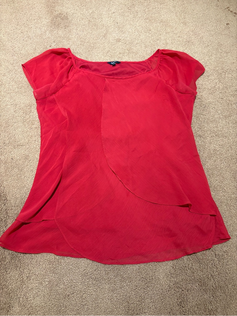 Reitmans Red Cap-Sleeve Overlay Blouse size xl